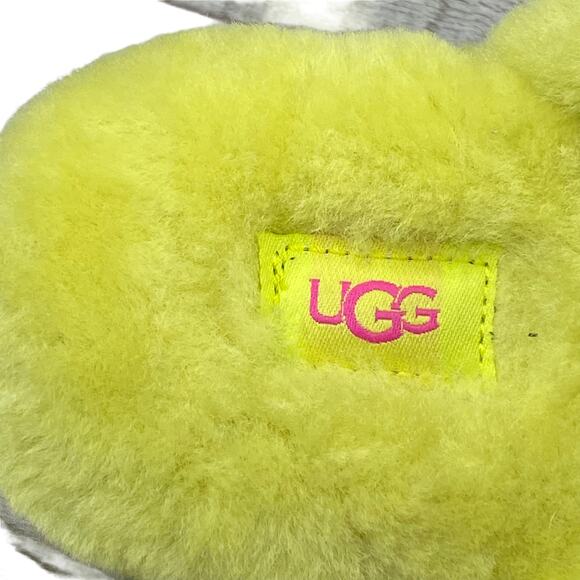 UGG Kids Fluff Yeah Yellow Multicolor Slingback Slide Size US 5 - Picture 10 of 12